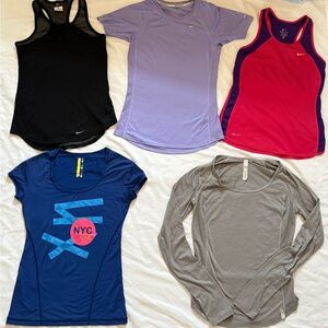 Lot of 5 Women’s Running or Training Tops (Nike, Lole, and UA)